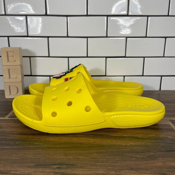 CROCS Classic Slide Womens Size 10 Shoes Yellow Iconic Comfort Jibbitz Sandals - Picture 1 of 14